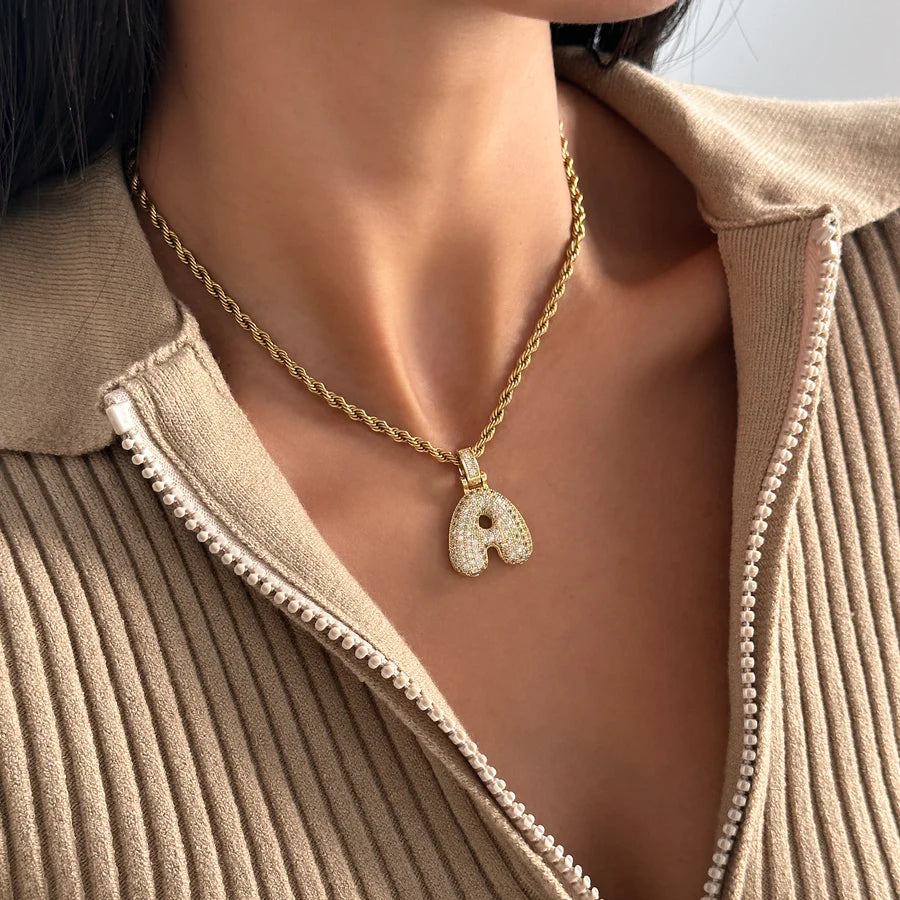 bubble initial necklace
