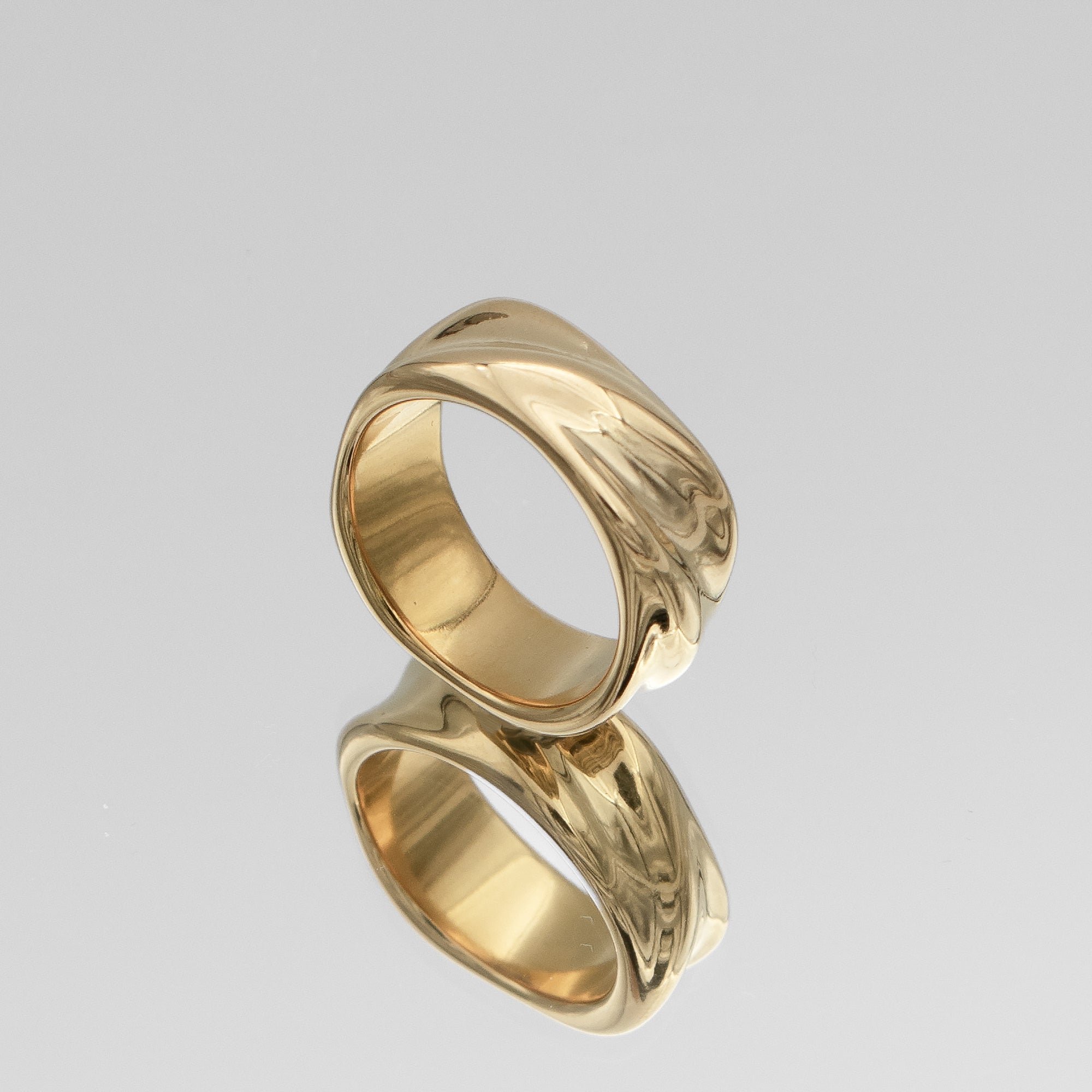Crescent Ring Silver Band Beaded Bridge Gold Silver Medium - Amy Tamblyn