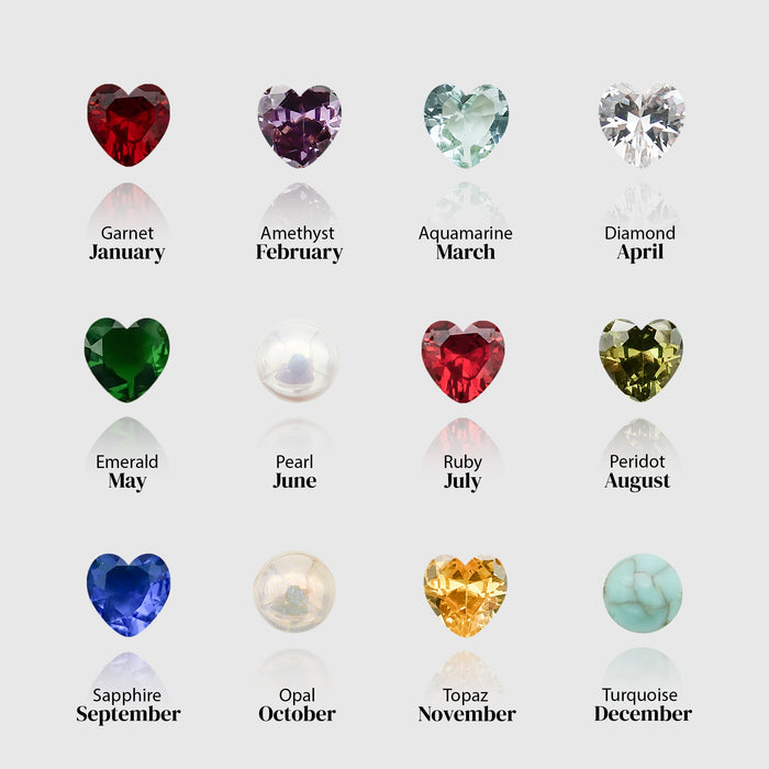 image of all the birthstones available to add on the bracelet