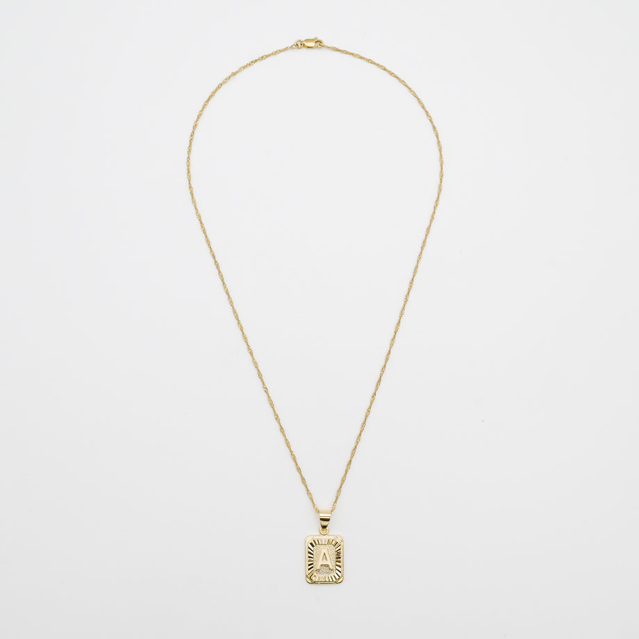 classic initial necklace in 18k gold plated from prya