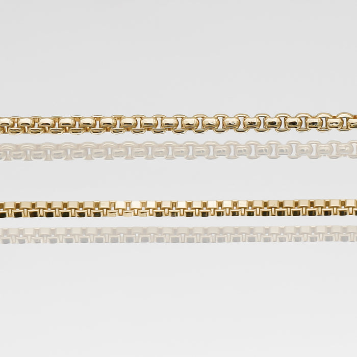 close of chain options for the icy custom name bracelet in 18k gold plating