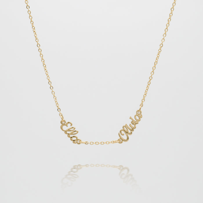 Personalised Multiple Name necklace in gold with classic link chain
