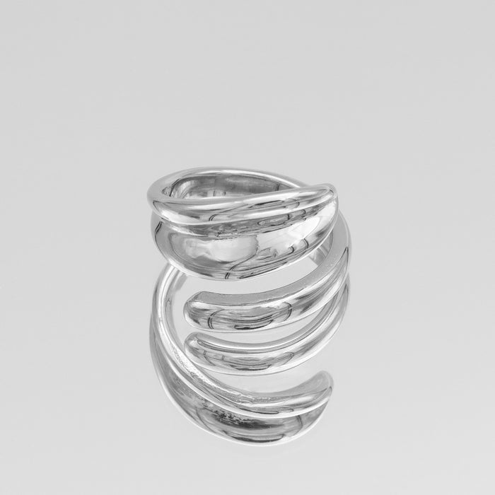 Gianna Wrap Ring, double cross over wrap ring, crafted in Silver plated stainless steel from prya