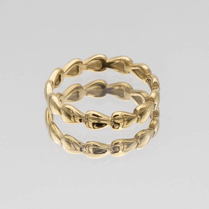 Harper Gold plated dainty Ring featuring a charming row of hearts, perfect for ring stacking