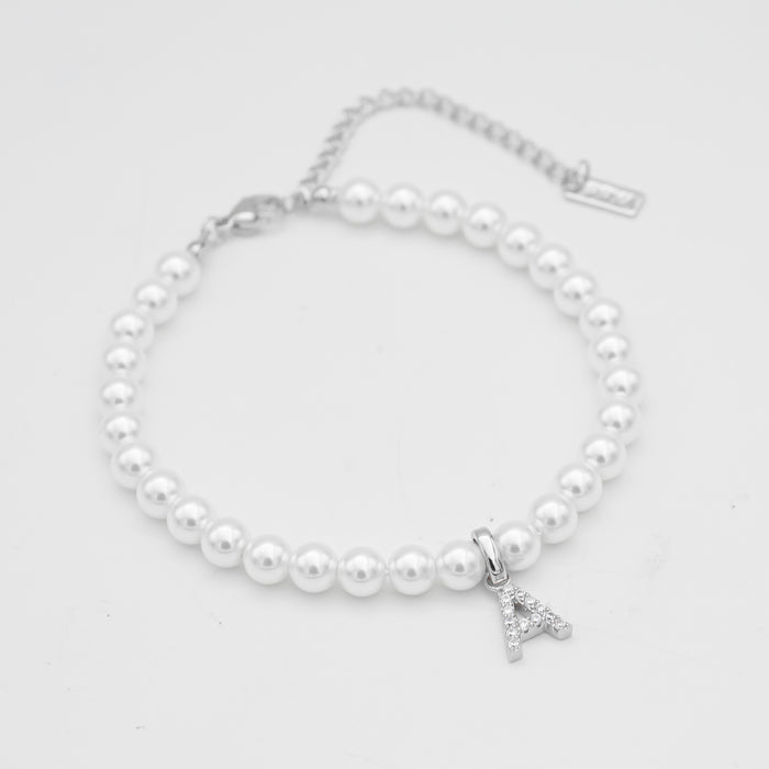 Pave Pearl Initial Anklet