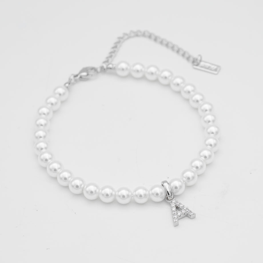 Pave Pearl Initial Anklet