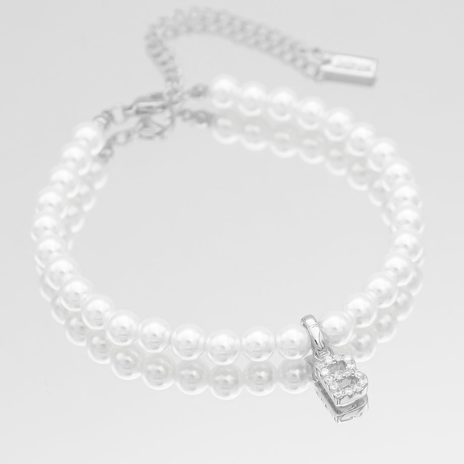 Pave Pearl Initial Anklet