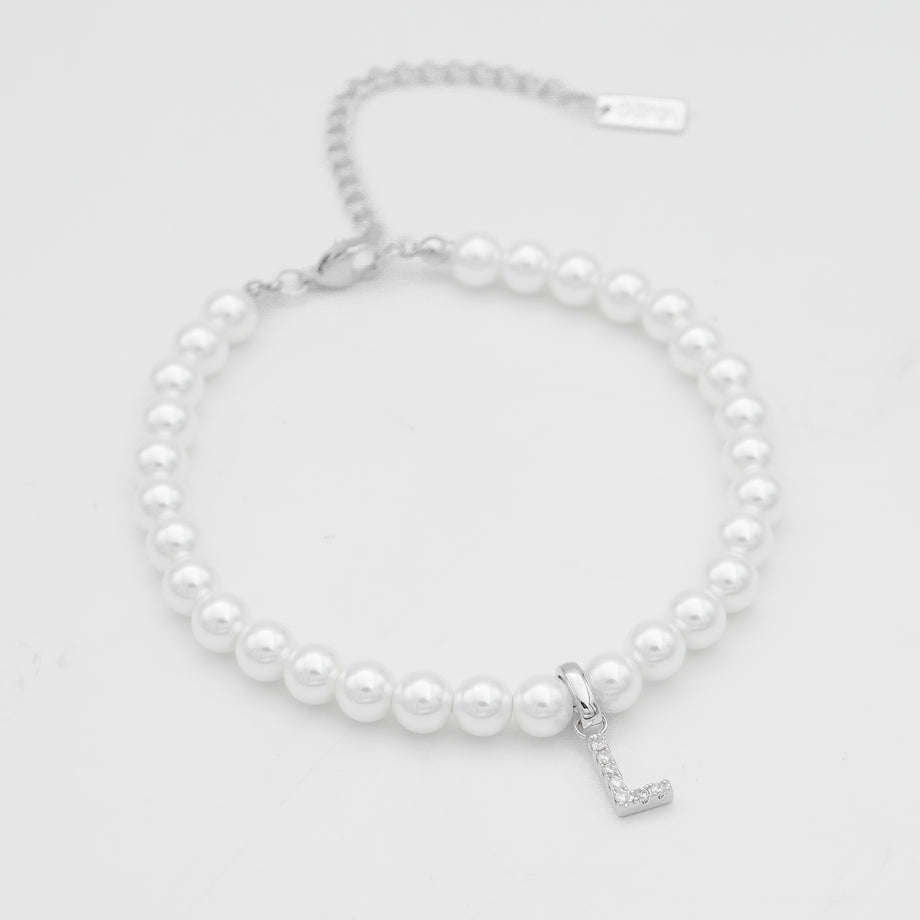 Pave Pearl Initial Anklet