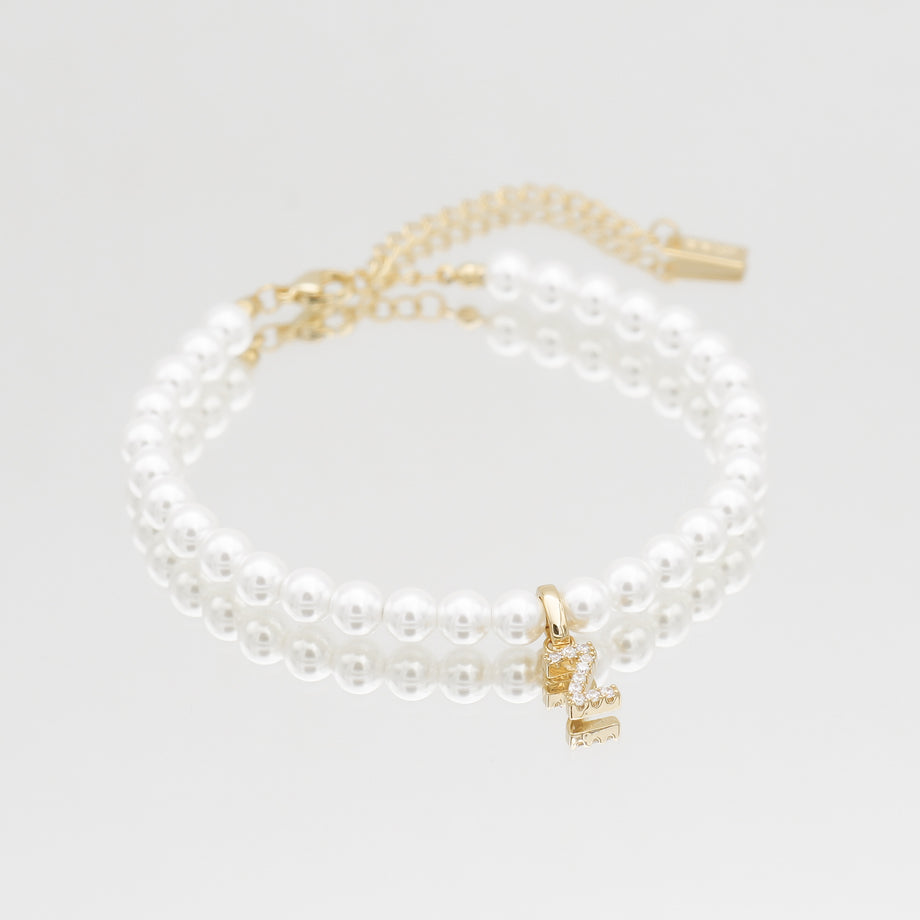 Pave Pearl Initial Anklet