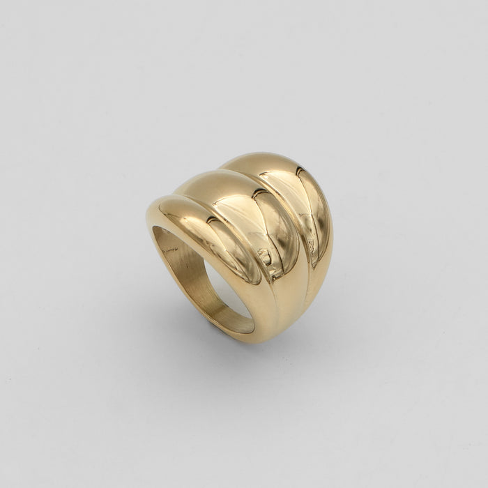 Maeve Chunky Triple Dome Band Ring, in 18k Gold plated stainless steel from prya