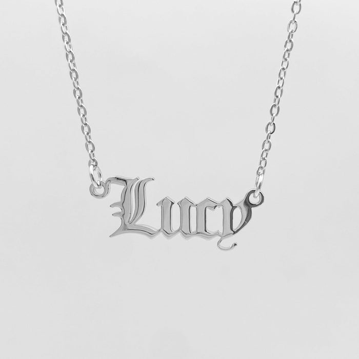 Old English Name Plate Necklace