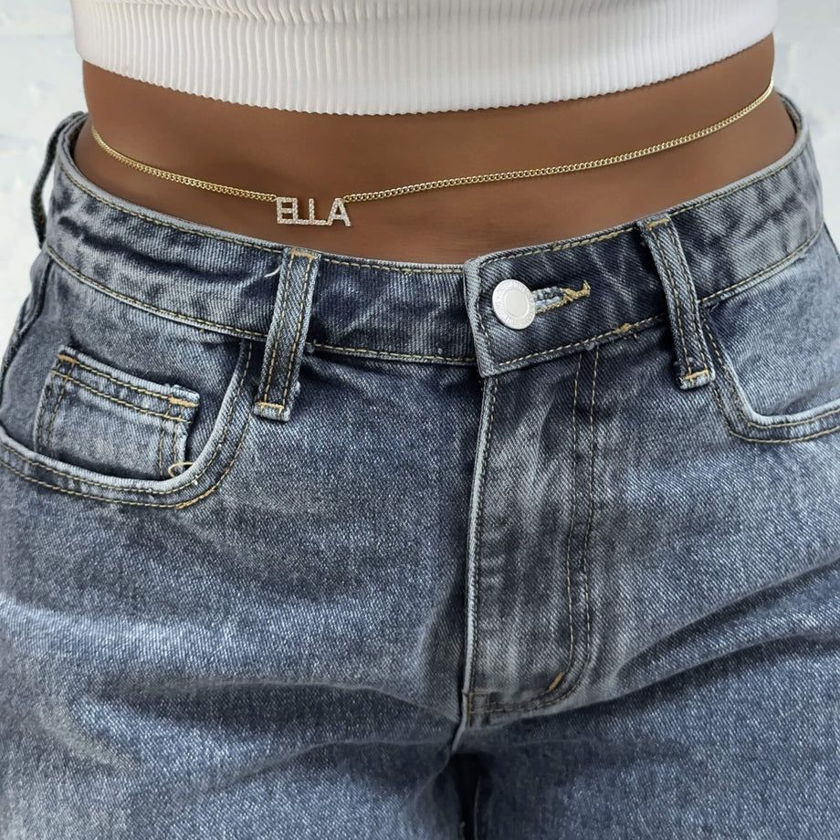 Olympia Pave Name Belly Chain