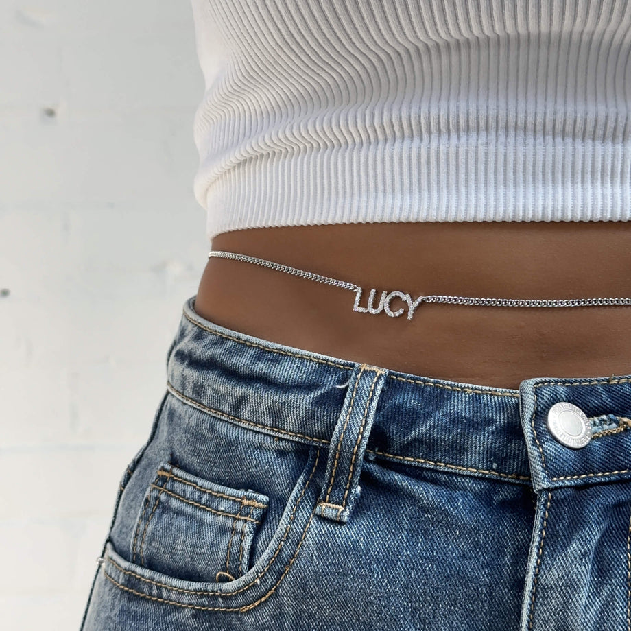 Olympia Pave Name Belly Chain