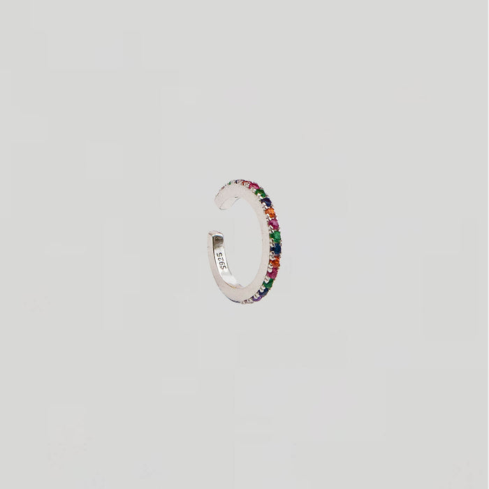shona rainbow ear cuff in silver