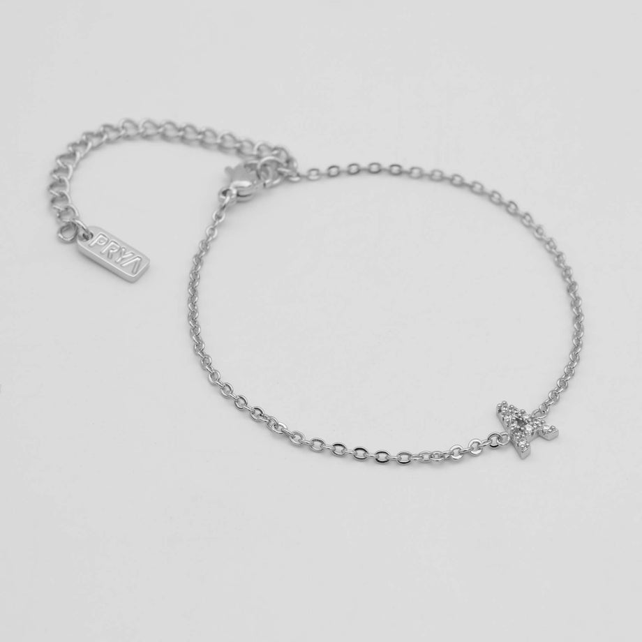 lana icy initial bracelet in silver plated from prya