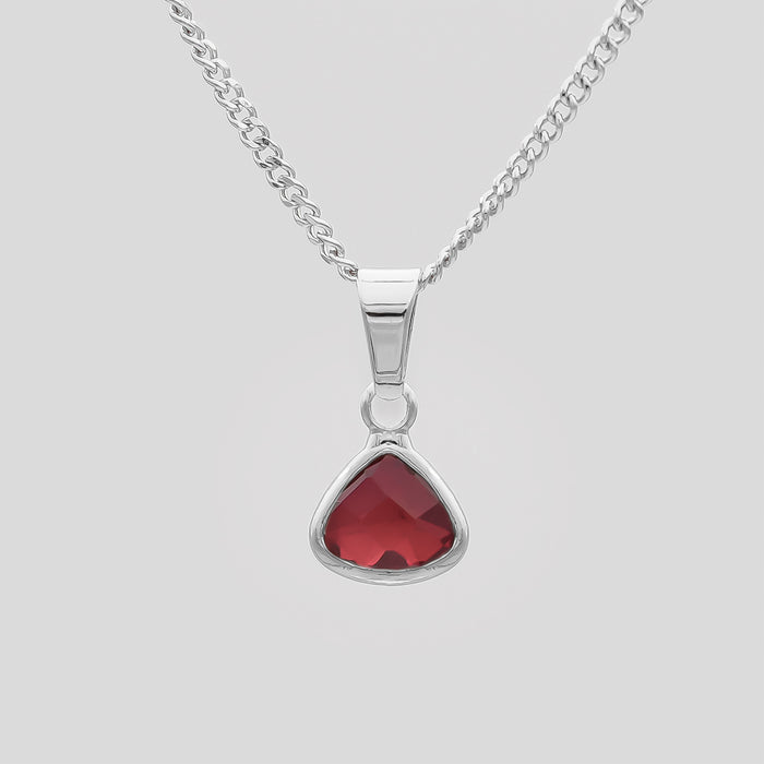 January Birthstone necklace, silver and garnet