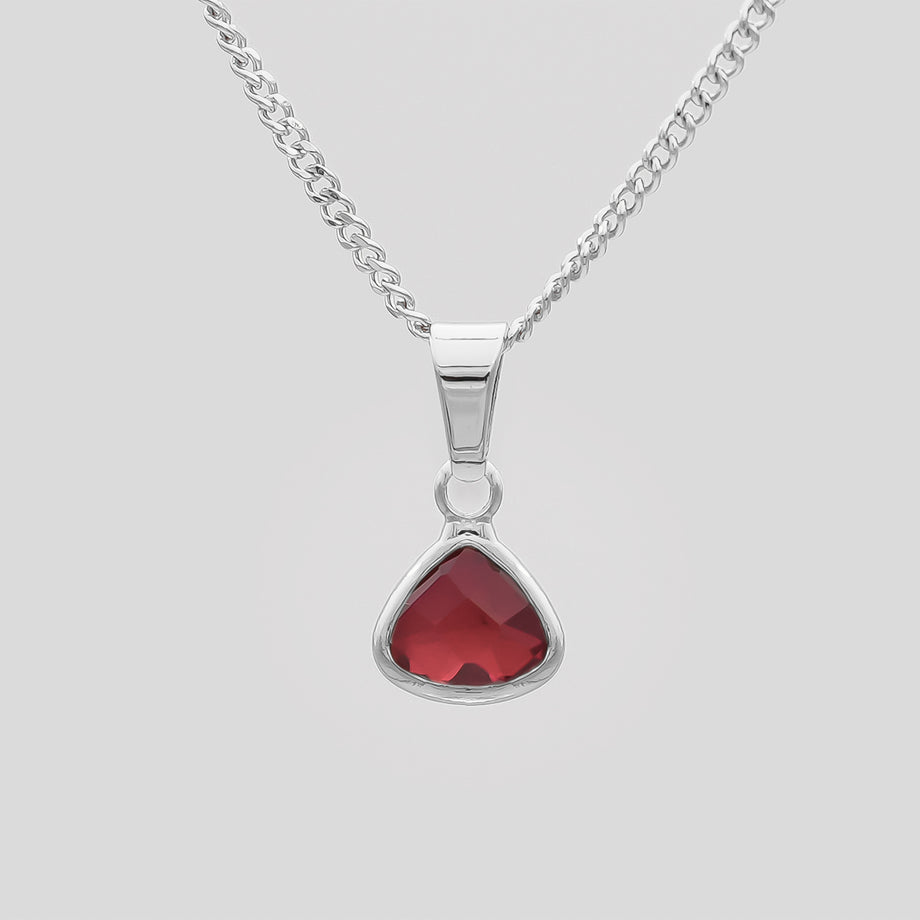 January Birthstone necklace, silver and garnet