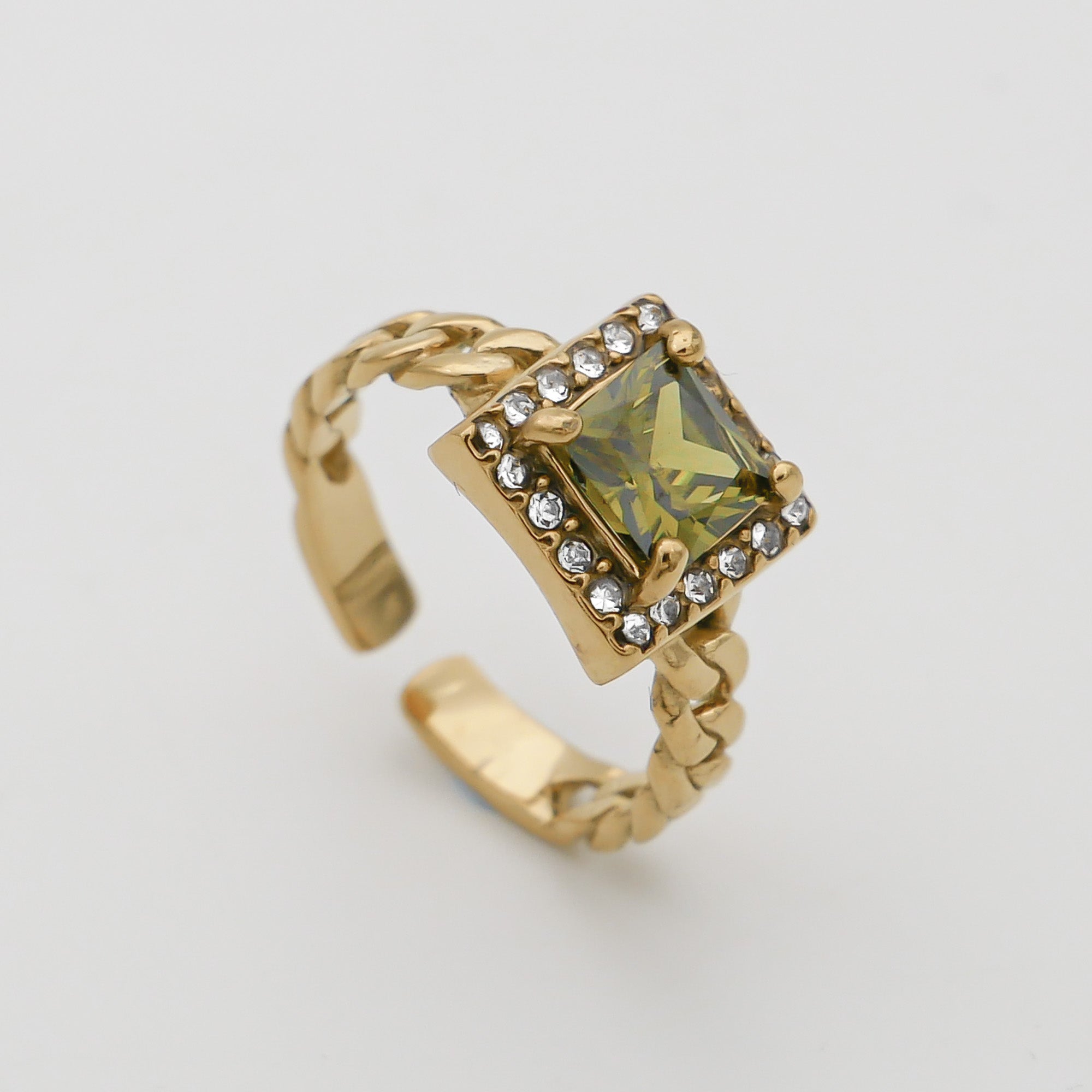 Gold Gaia Cuban emerald Gemstone Ring by PRYA