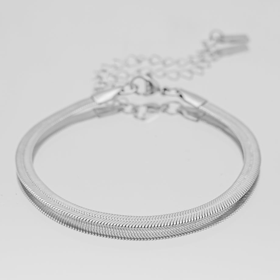 Womens Silver Herringbone Chain Anklet by PRYA