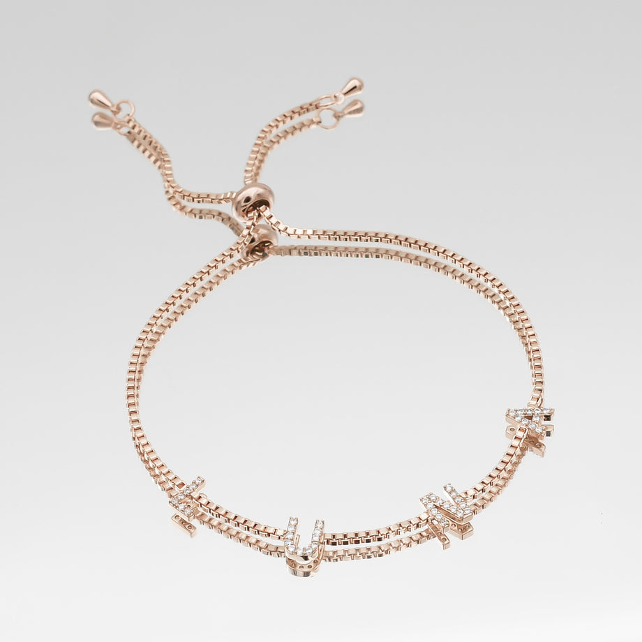 icy custom name bracelet in rose gold w