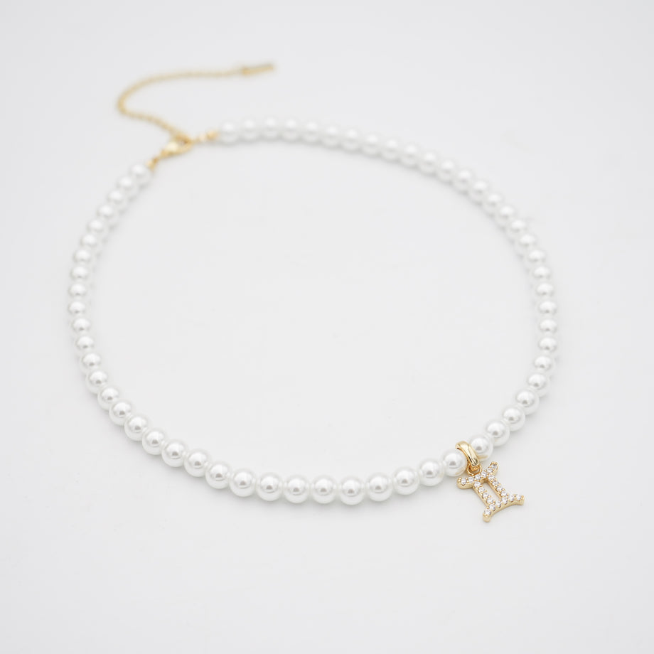 Pave Pearl Zodiac Necklace