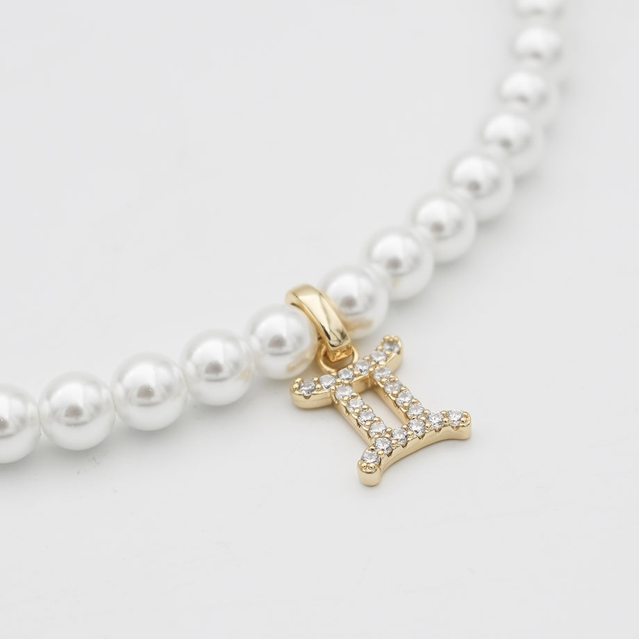 Pave Pearl Zodiac Necklace