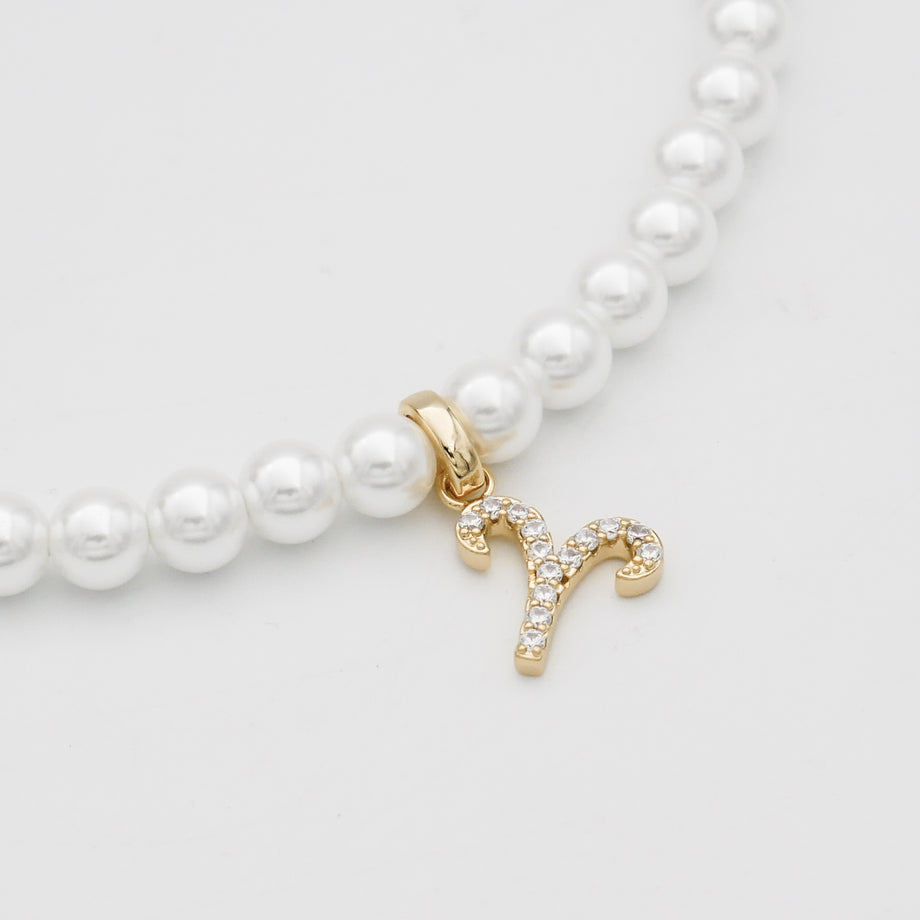 Pave Pearl Zodiac Necklace