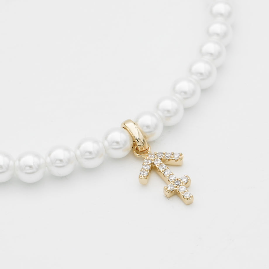 Pave Pearl Zodiac Necklace