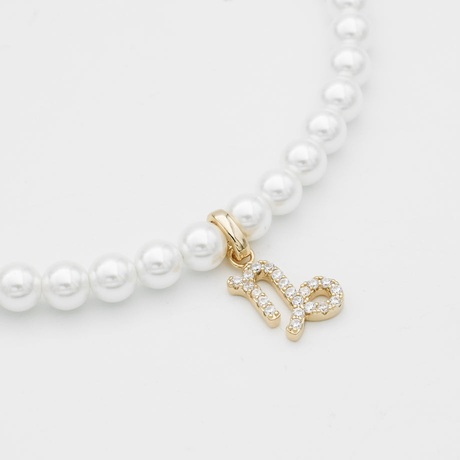 Pave Pearl Zodiac Necklace