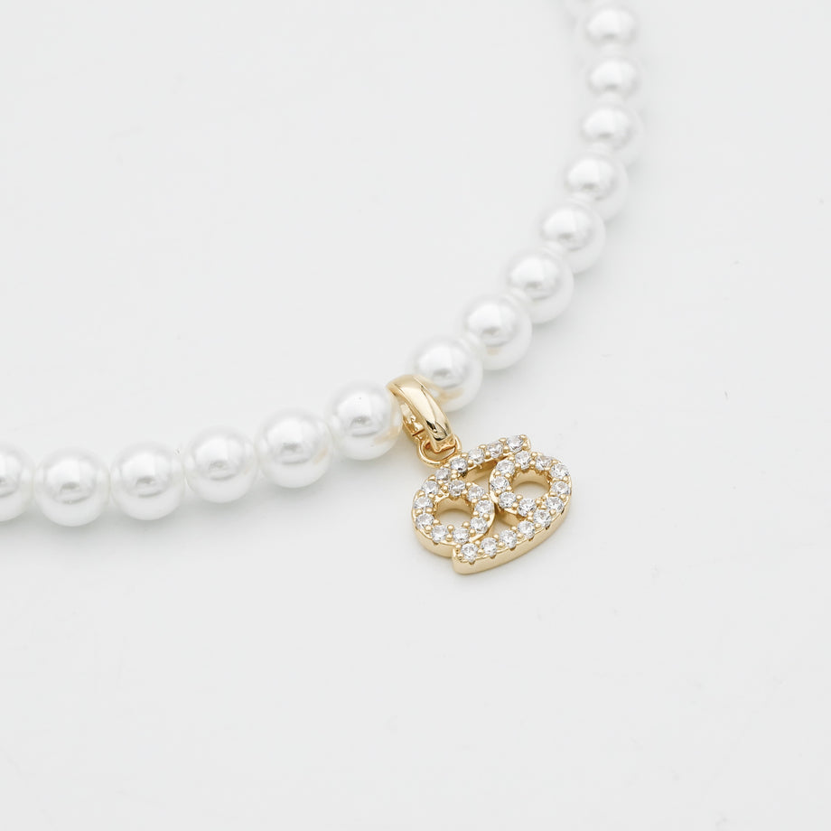 Pave Pearl Zodiac Necklace