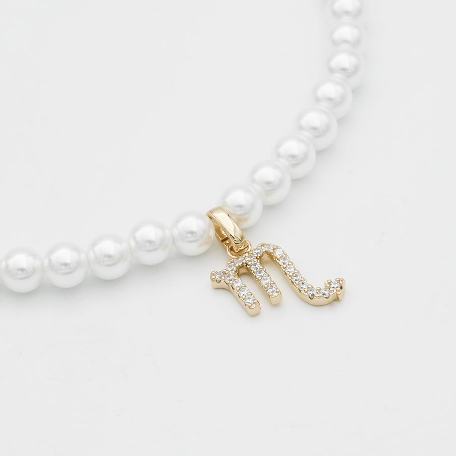 Pave Pearl Zodiac Necklace