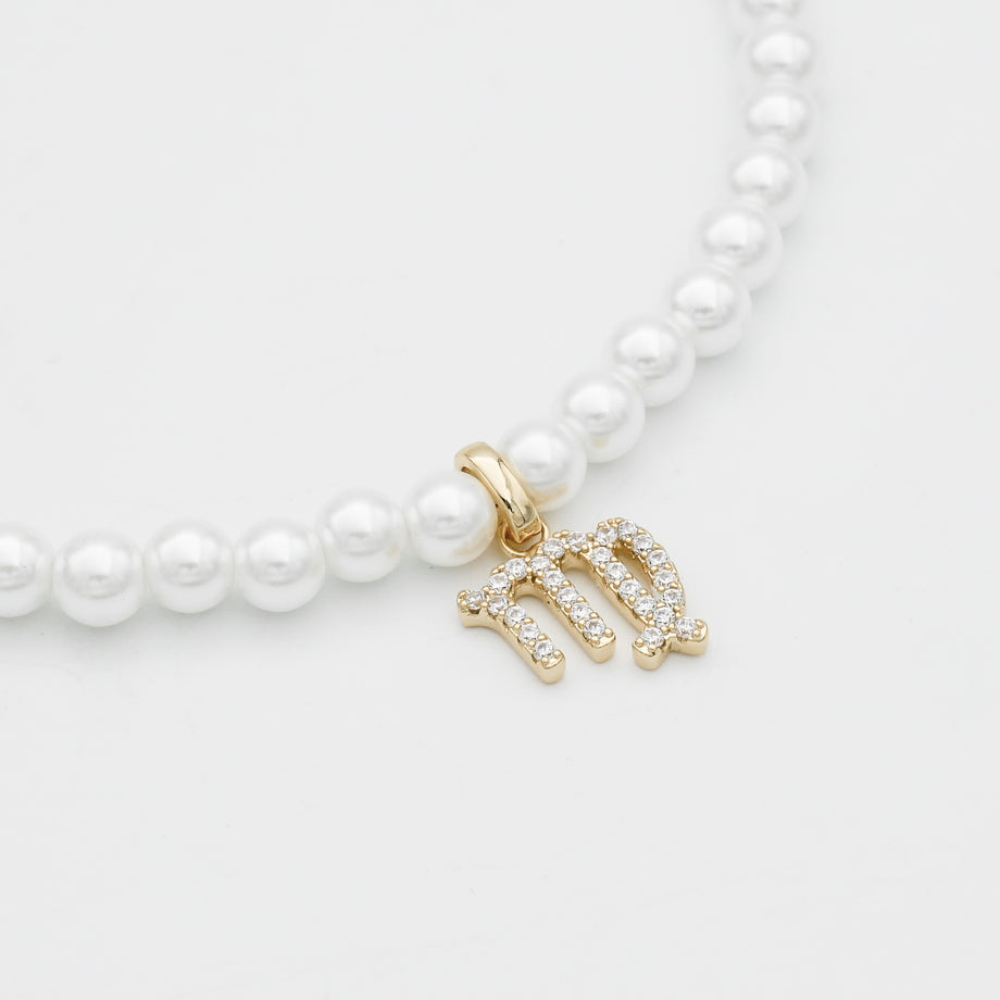 Pave Pearl Zodiac Necklace