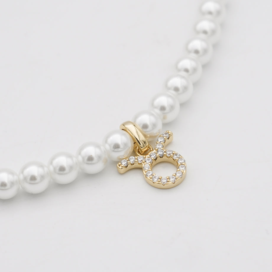 Pave Pearl Zodiac Necklace