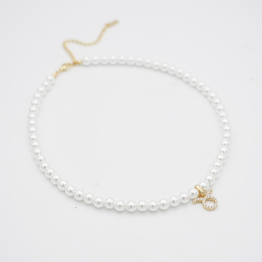 Pave Pearl Zodiac Necklace