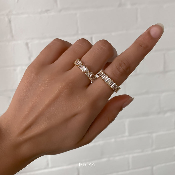 Jada Baguette Cut CZ verstellbarer Ring | Gold
