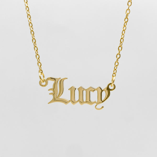 Old English Name Plate Necklace | PRYA
