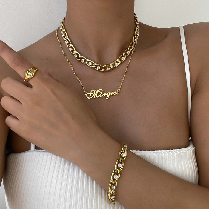 model wearing Alina CZ Bracelet in silver prya