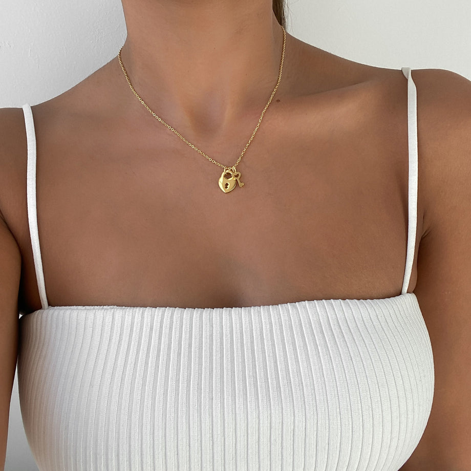 Akira Lock & Key Layered Necklace