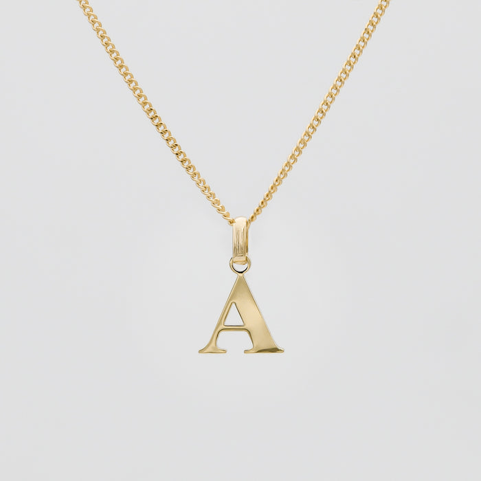 Roman Capital Initial Letter A Necklace in Gold | PRYA