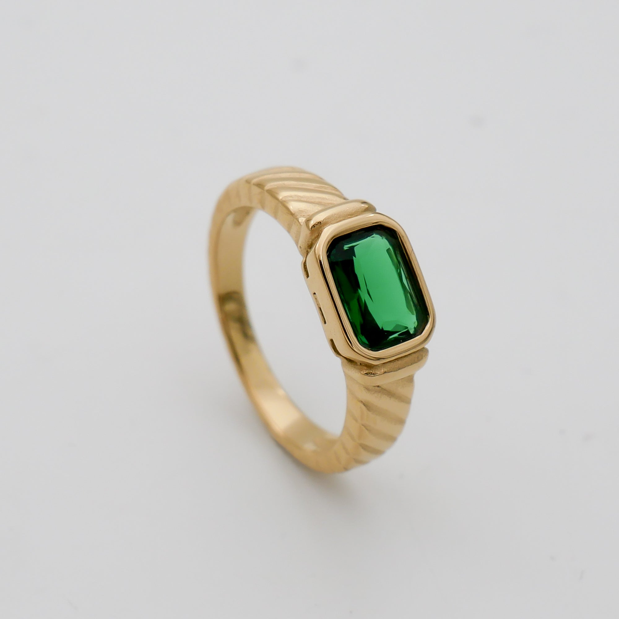Gold Nora Emerald gemstone Ring by PRYA