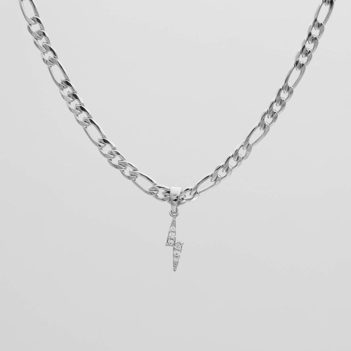 Pave Lightning Bolt Figaro Necklace