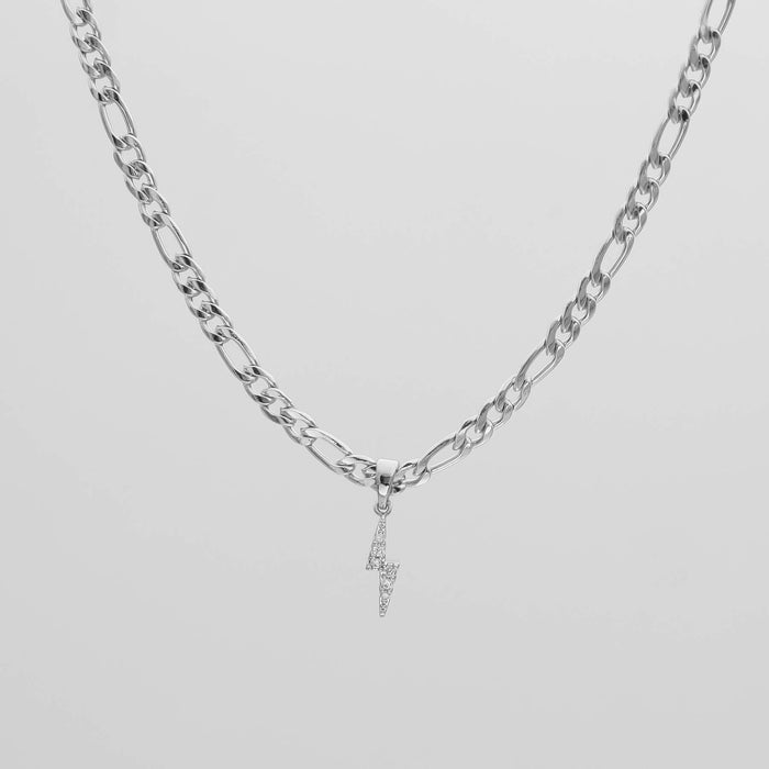 Pave Lightning Bolt Figaro Necklace