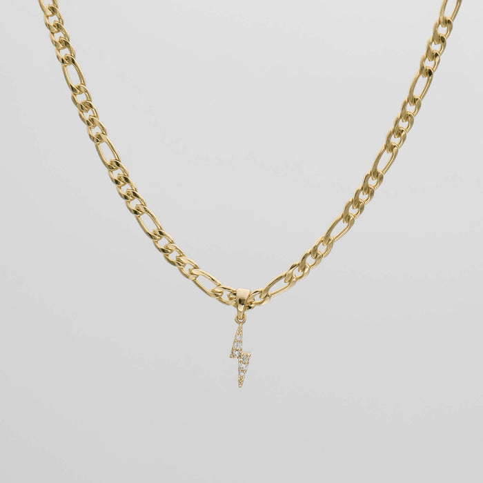 Pave Lightning Bolt Figaro Necklace