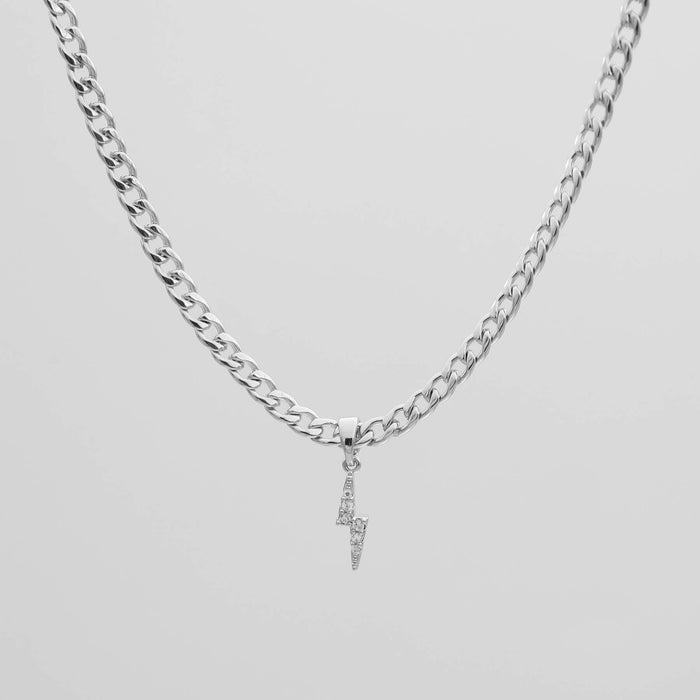 Pave Lightning Bolt Cuban Necklace