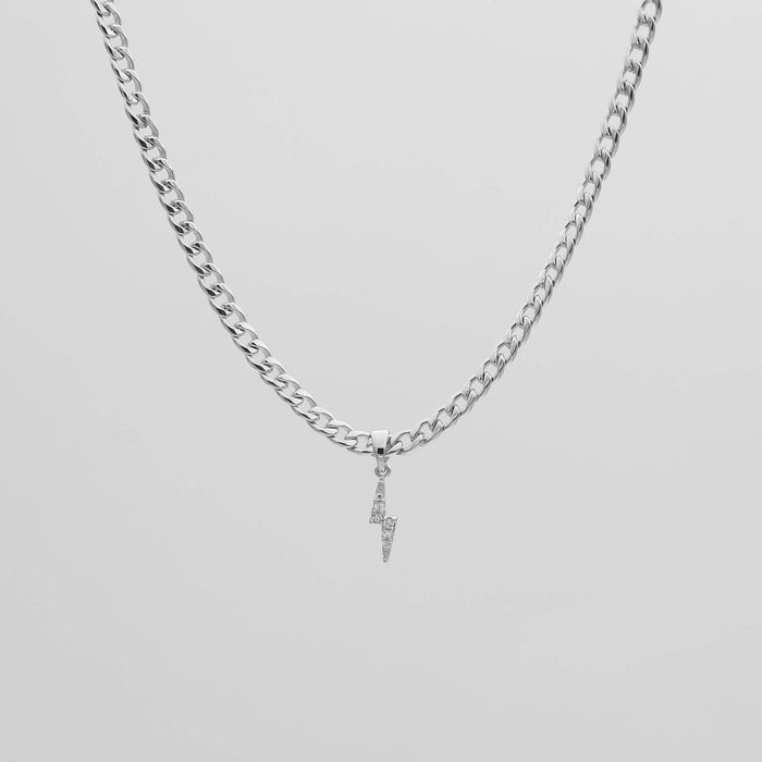 Pave Lightning Bolt Cuban Necklace