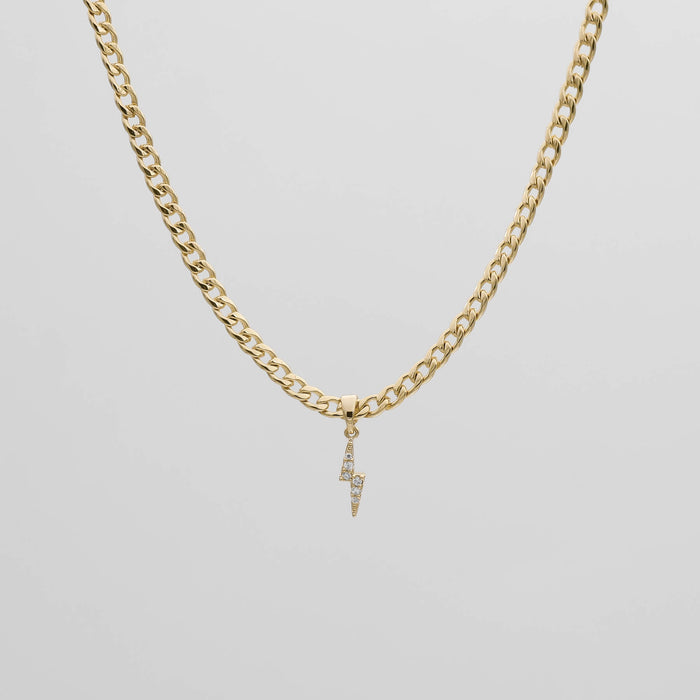 Pave Lightning Bolt Cuban Necklace