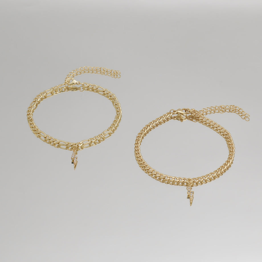Double ICY Initial Anklet Cuban Style