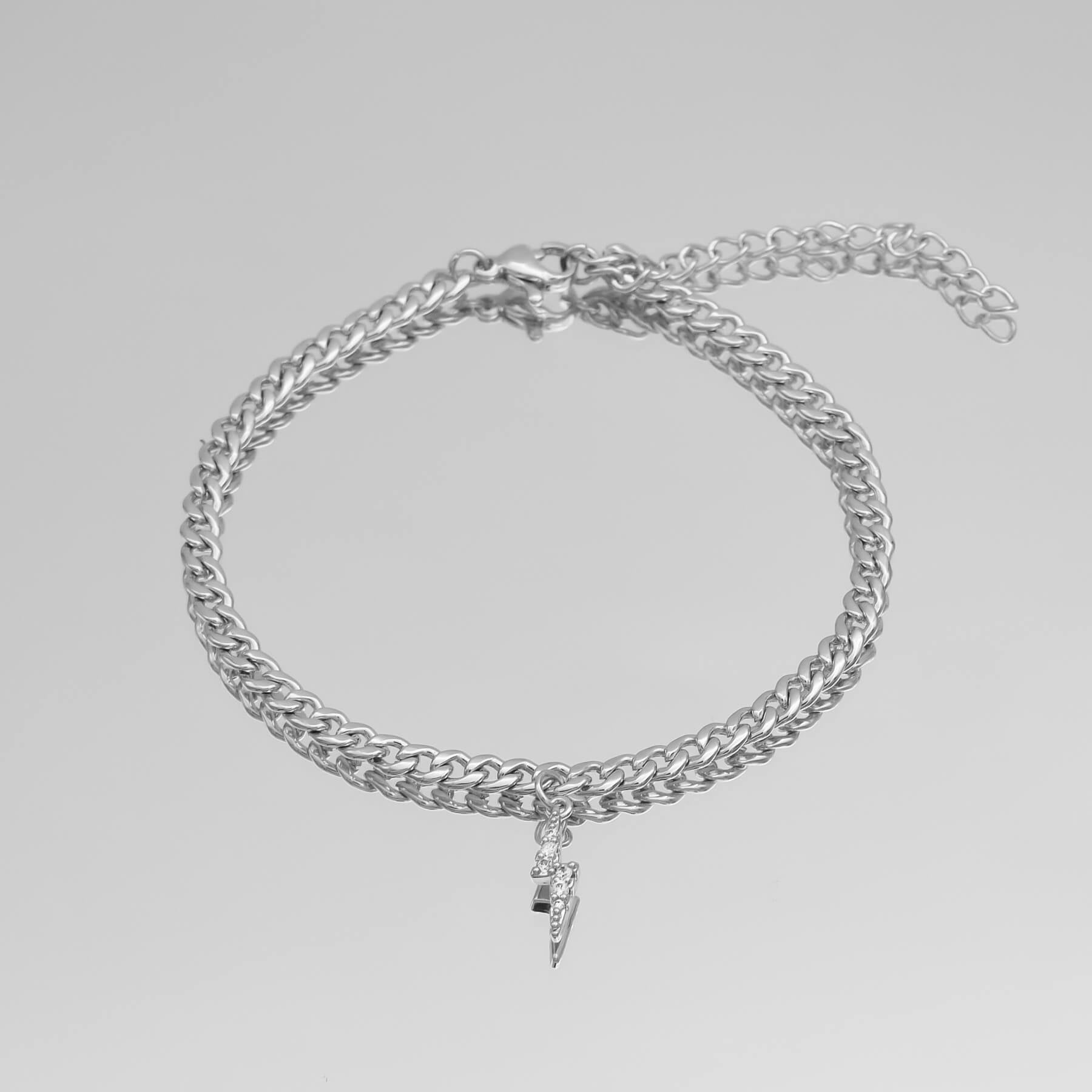 ICY Initial Anklet Cuban Style in silver