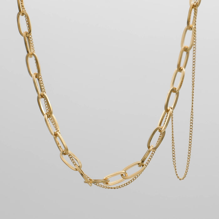 Gold chain necklace with delicate links.