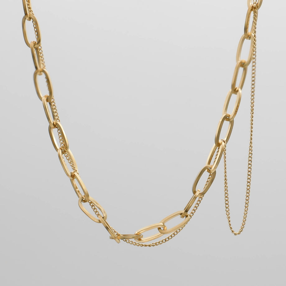 Gold chain necklace with delicate links.